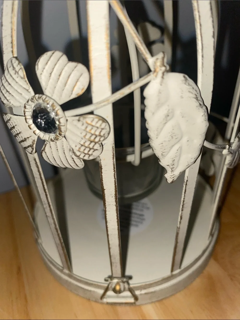 Pier 1 Cream and Gold Birdcage Votive Candle Holder